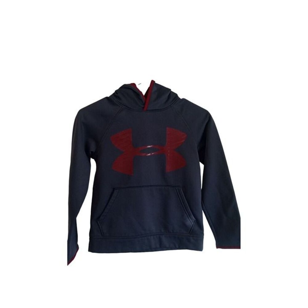 Under Armour Youth Boys Storm Armour Fleece Big Logo Hoodie Navy Red | Size YSM